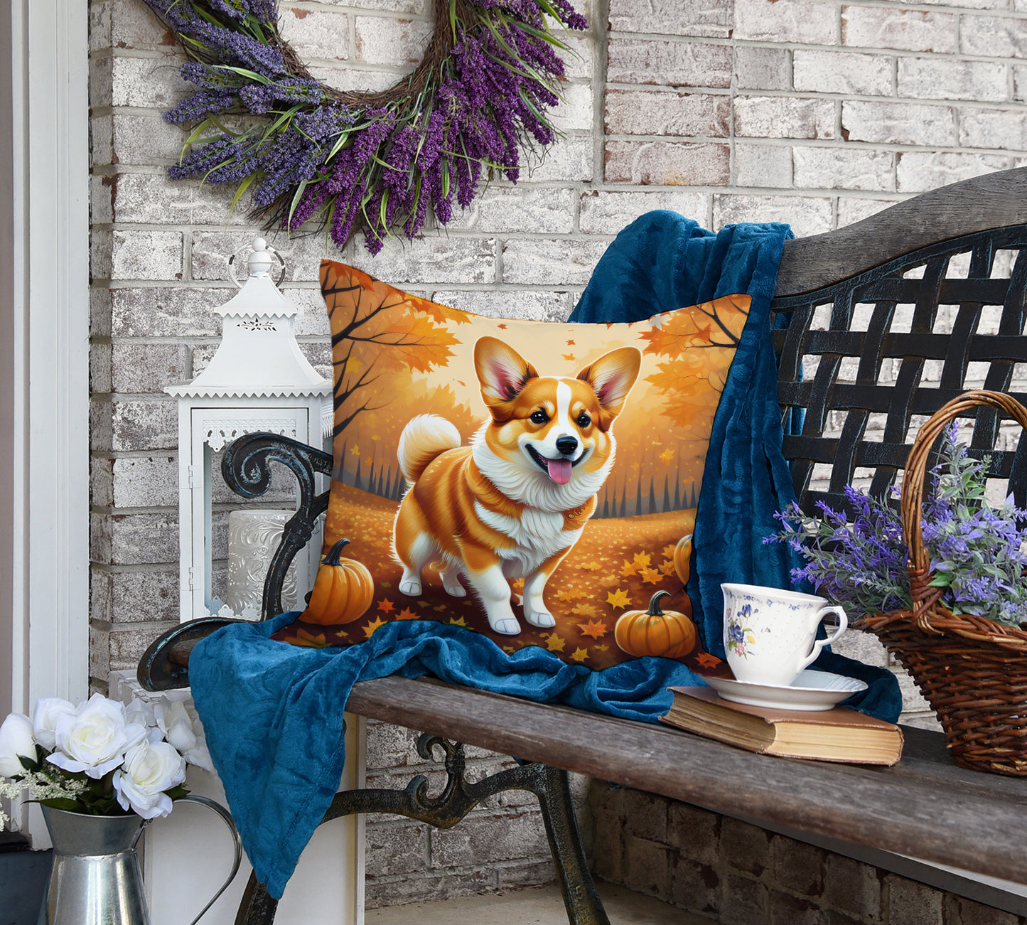 Corgi Fall Throw Pillow