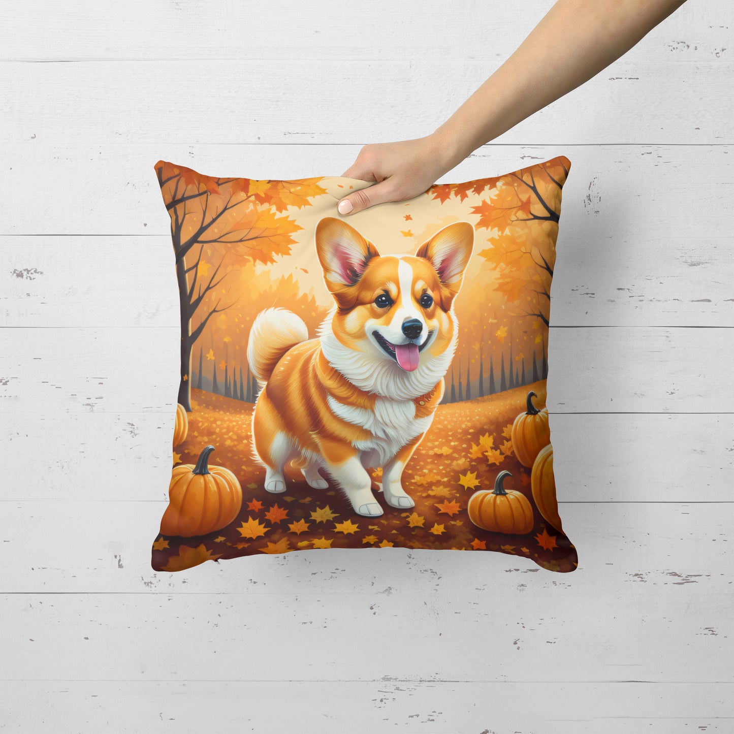 Corgi Fall Throw Pillow