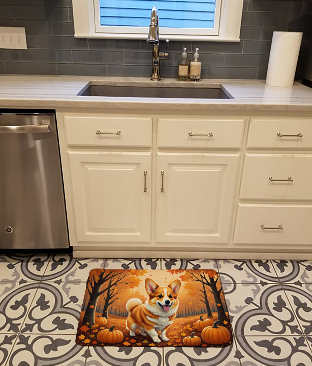 Corgi Fall Memory Foam Kitchen Mat