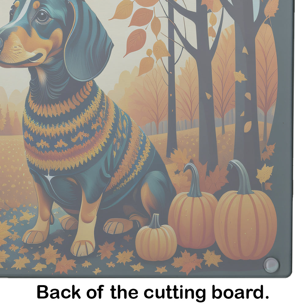 Dachshund Fall Glass Cutting Board