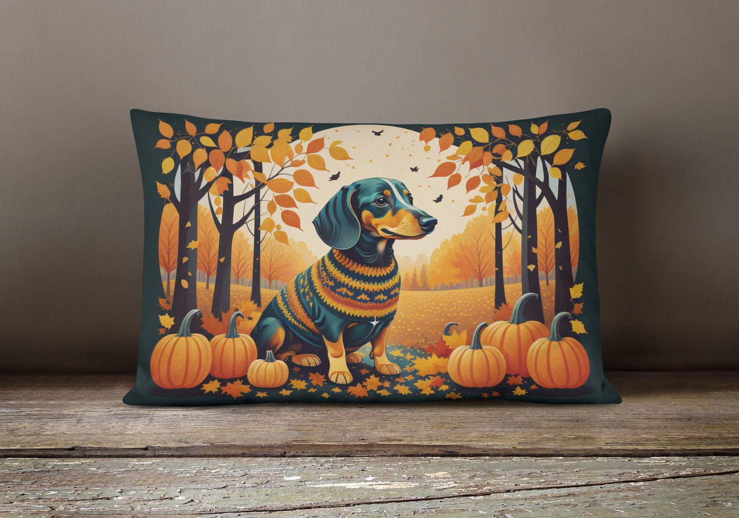 Dachshund Fall Throw Pillow