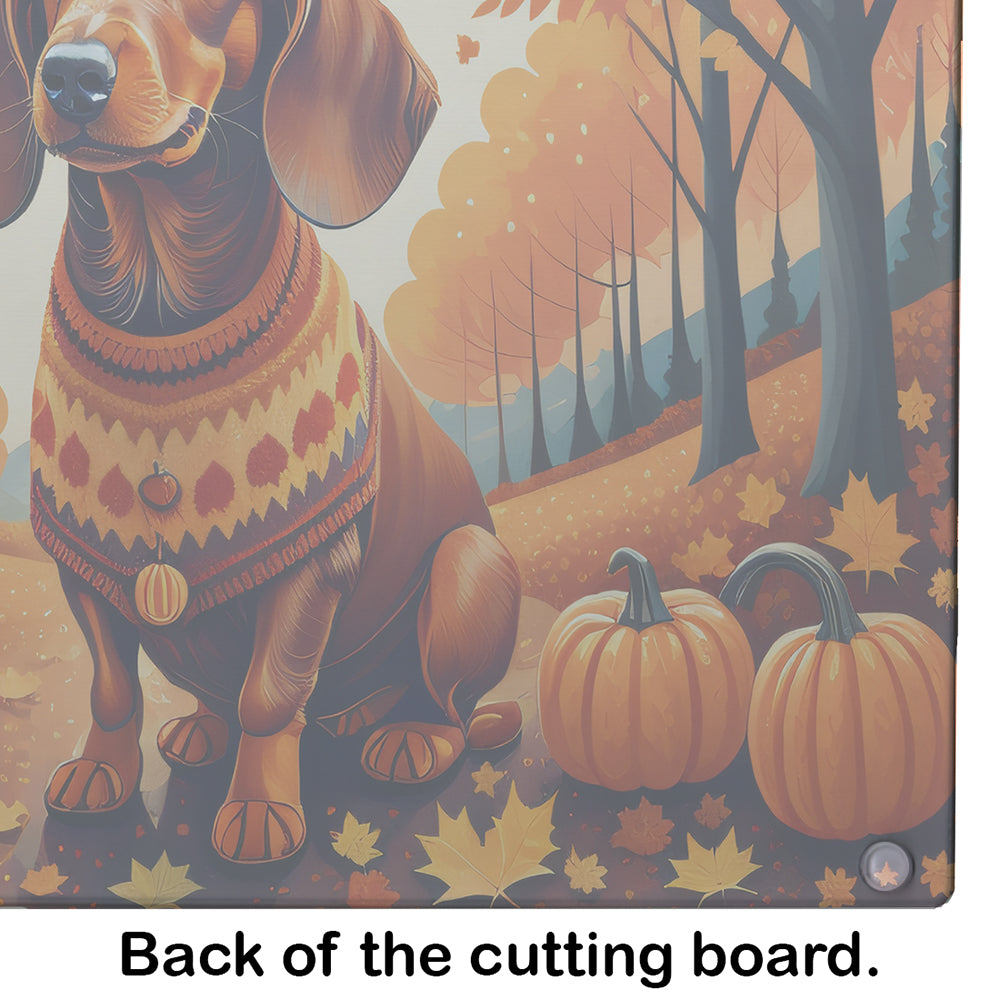 Dachshund Fall Glass Cutting Board