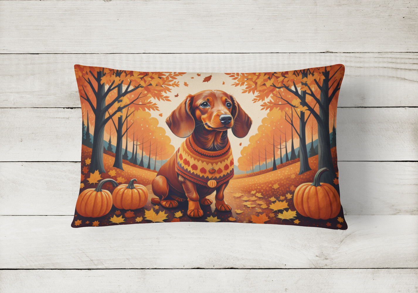 Dachshund Fall Throw Pillow