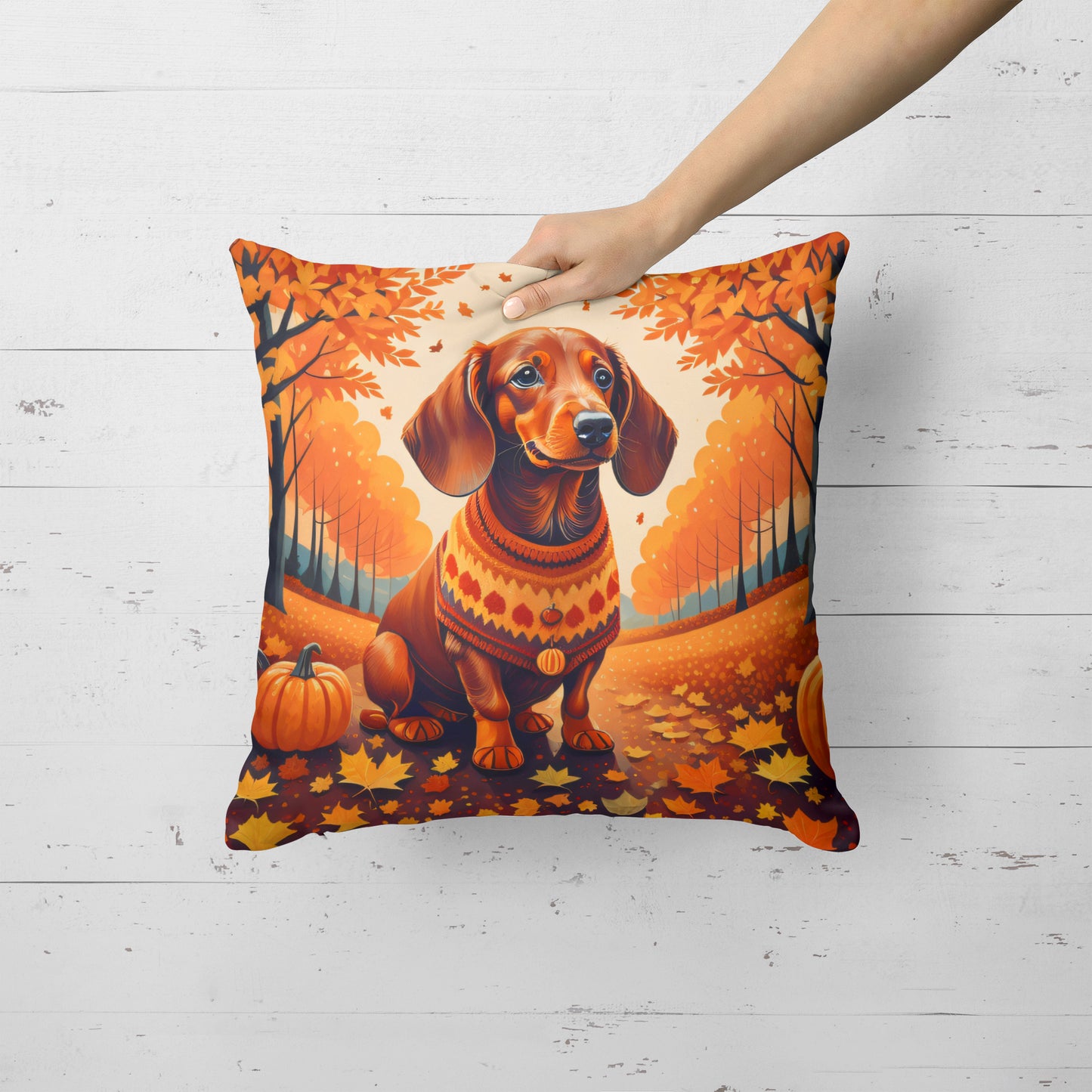 Dachshund Fall Throw Pillow