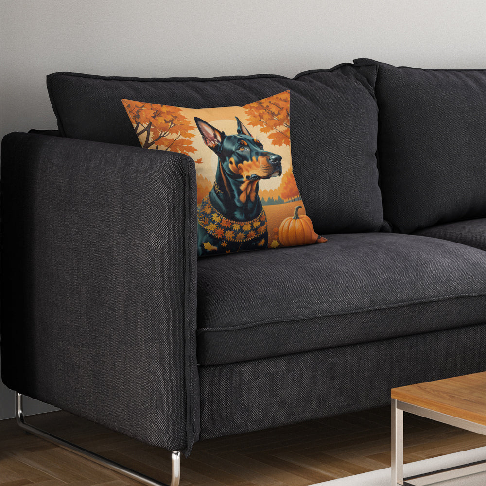 Doberman Pinscher Fall Throw Pillow