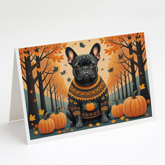 Buy this Black French Bulldog Fall Greeting Cards Pack of 8