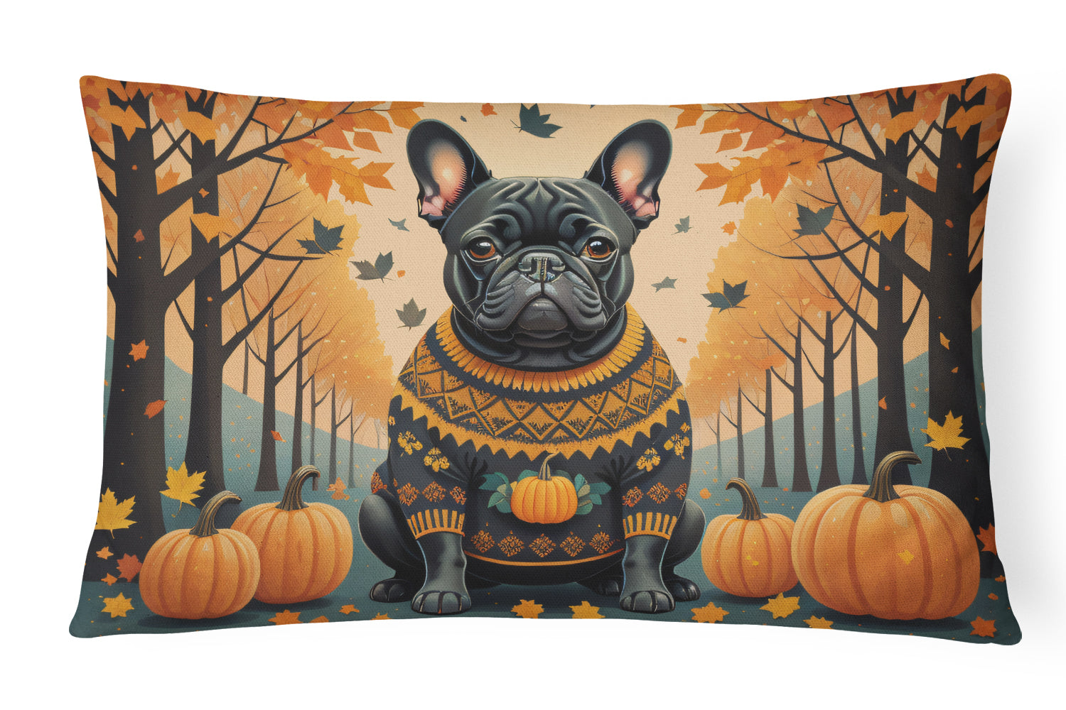 Buy this Black French Bulldog Fall Throw Pillow