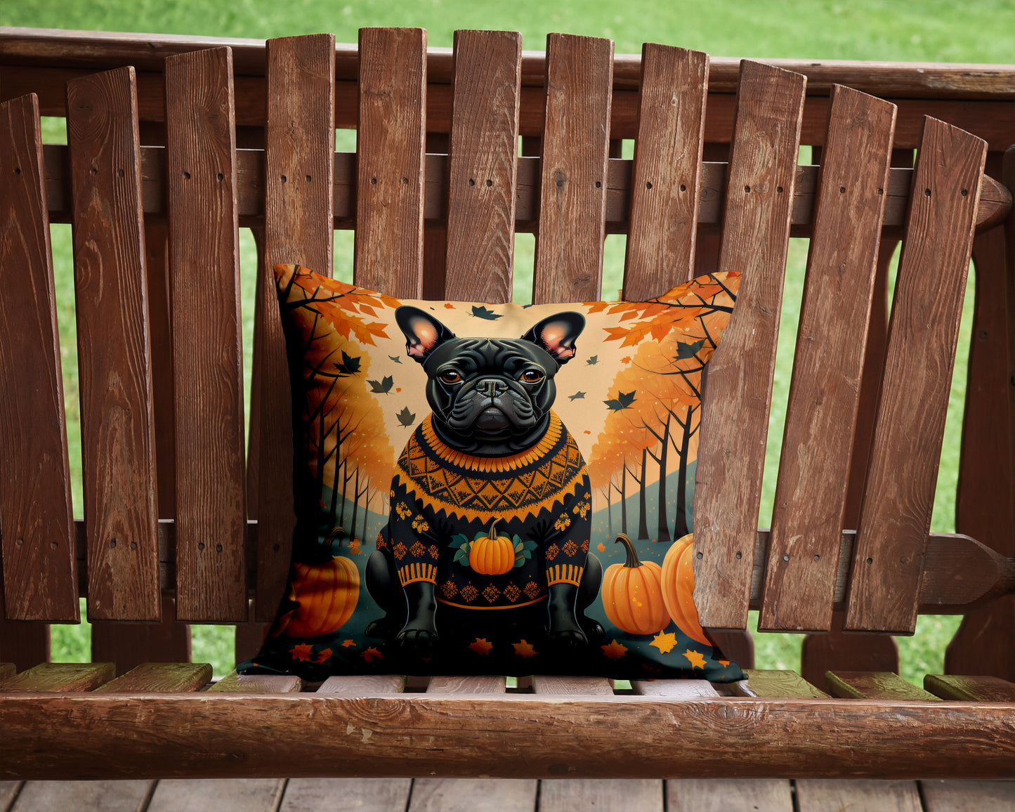 Black French Bulldog Fall Throw Pillow