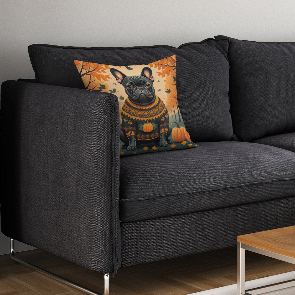 Black French Bulldog Fall Throw Pillow