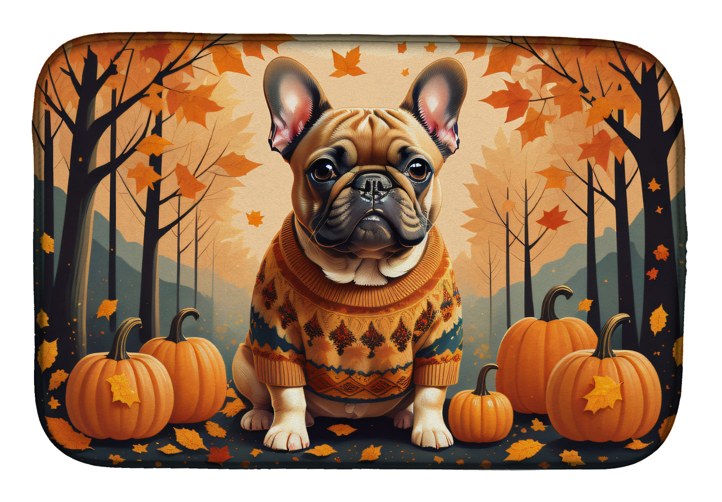 Buy this Fawn French Bulldog Fall Dish Drying Mat