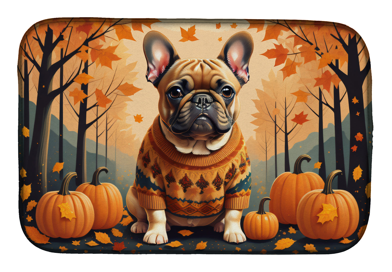 Buy this Fawn French Bulldog Fall Dish Drying Mat