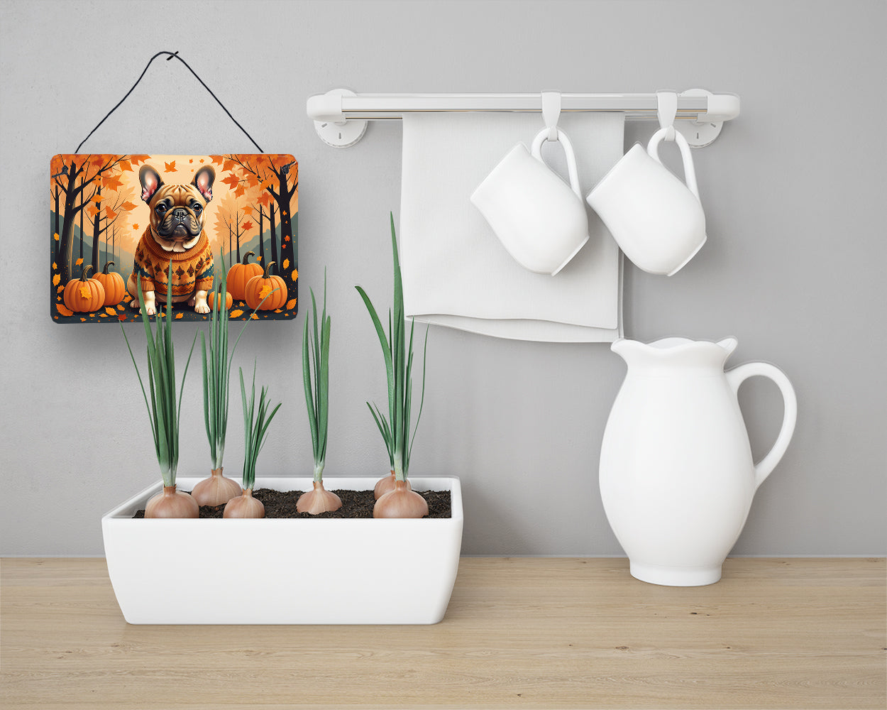 Fawn French Bulldog Fall Wall or Door Hanging Prints