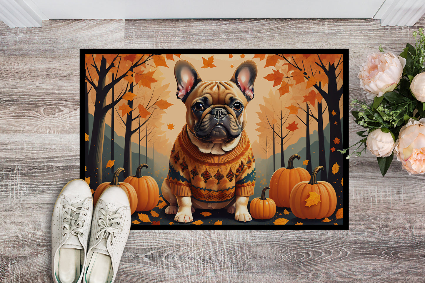 Fawn French Bulldog Fall Doormat