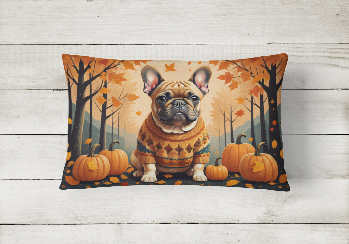 Fawn French Bulldog Fall Throw Pillow