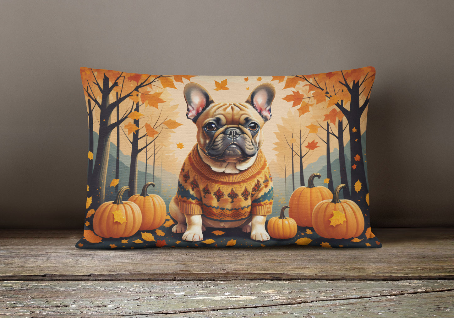 Fawn French Bulldog Fall Throw Pillow