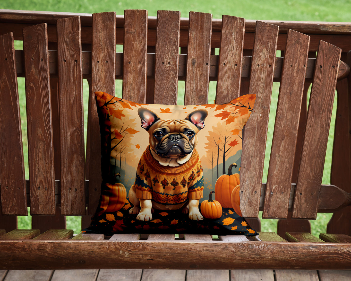 Fawn French Bulldog Fall Throw Pillow