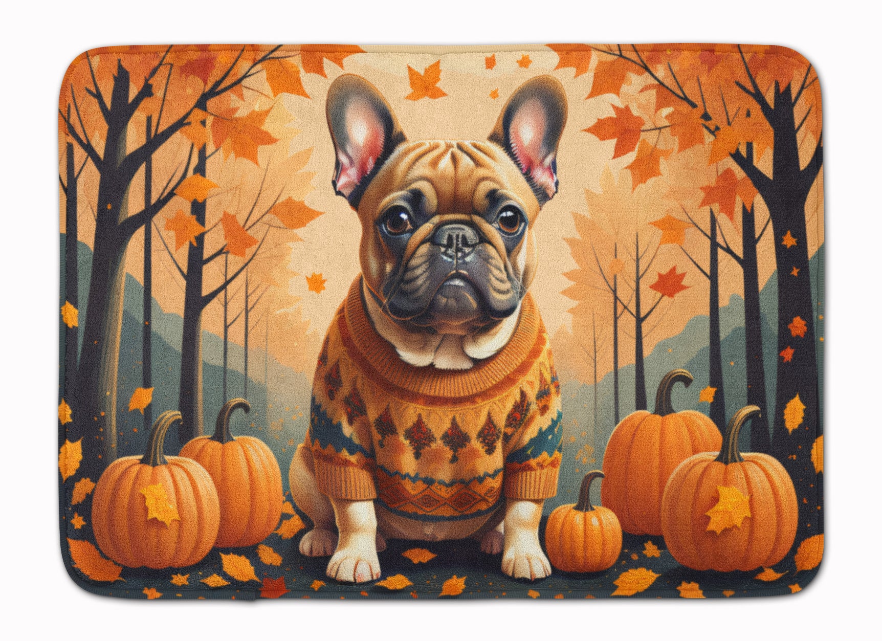 Buy this Fawn French Bulldog Fall Memory Foam Kitchen Mat