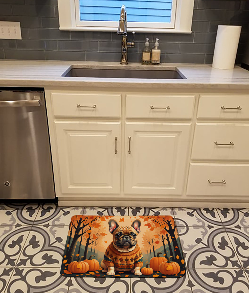 Fawn French Bulldog Fall Memory Foam Kitchen Mat