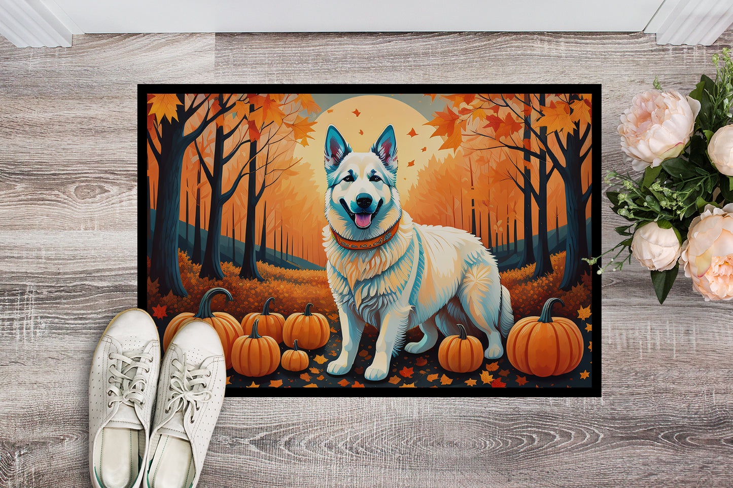 White German Shepherd Fall Doormat