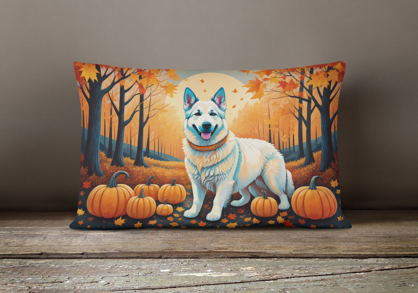 White German Shepherd Fall Throw Pillow