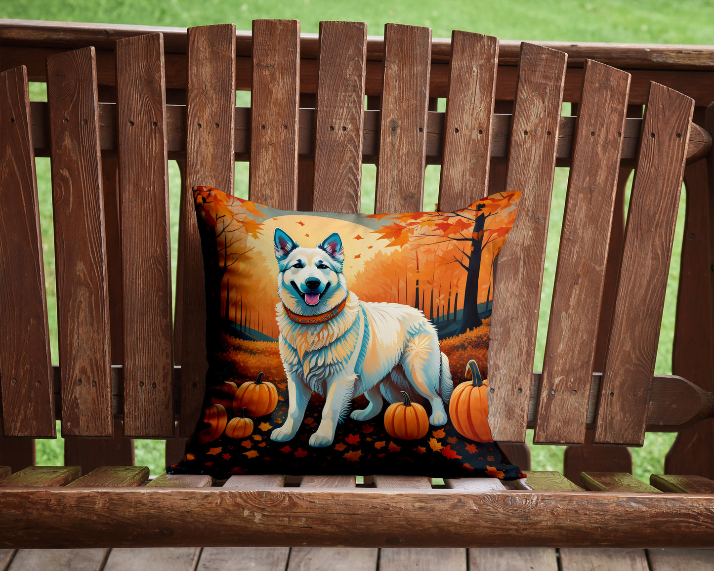 White German Shepherd Fall Throw Pillow