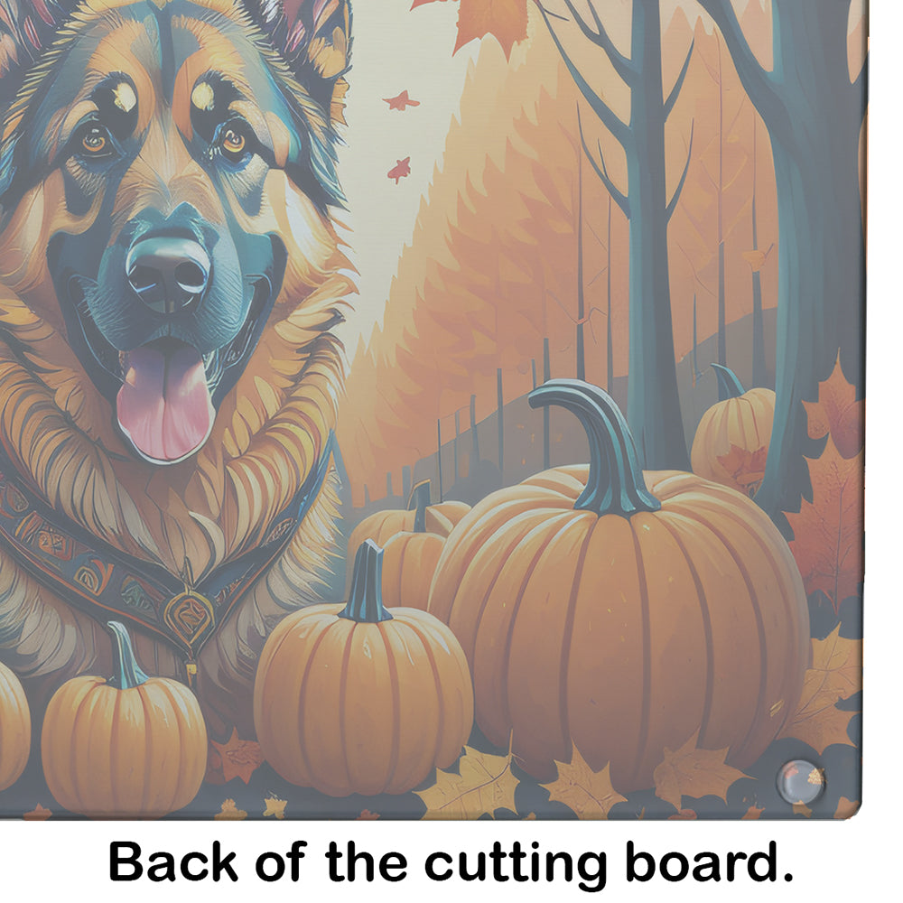 German Shepherd Fall Glass Cutting Board