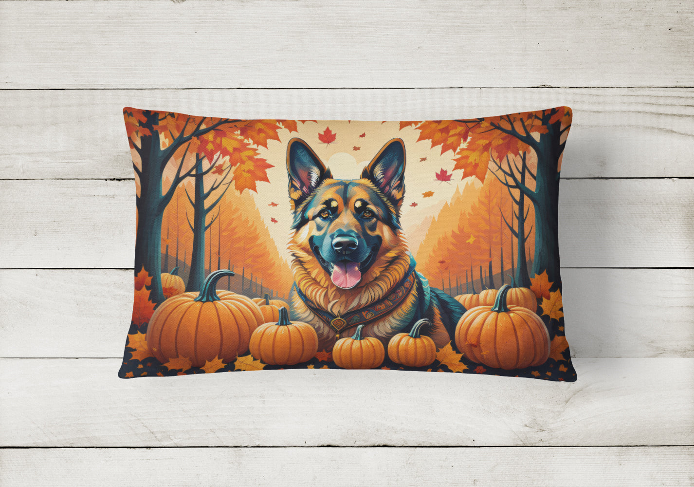 German Shepherd Fall Throw Pillow