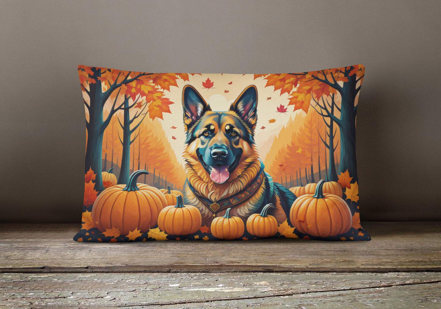 German Shepherd Fall Throw Pillow