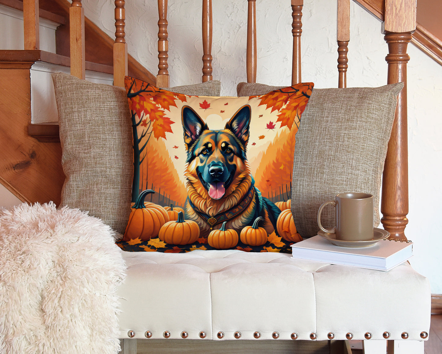 German Shepherd Fall Throw Pillow