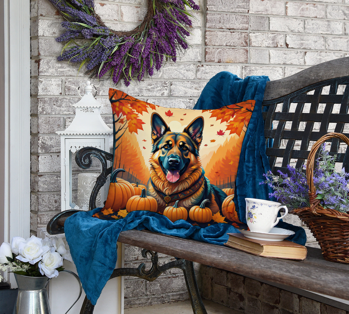 German Shepherd Fall Throw Pillow