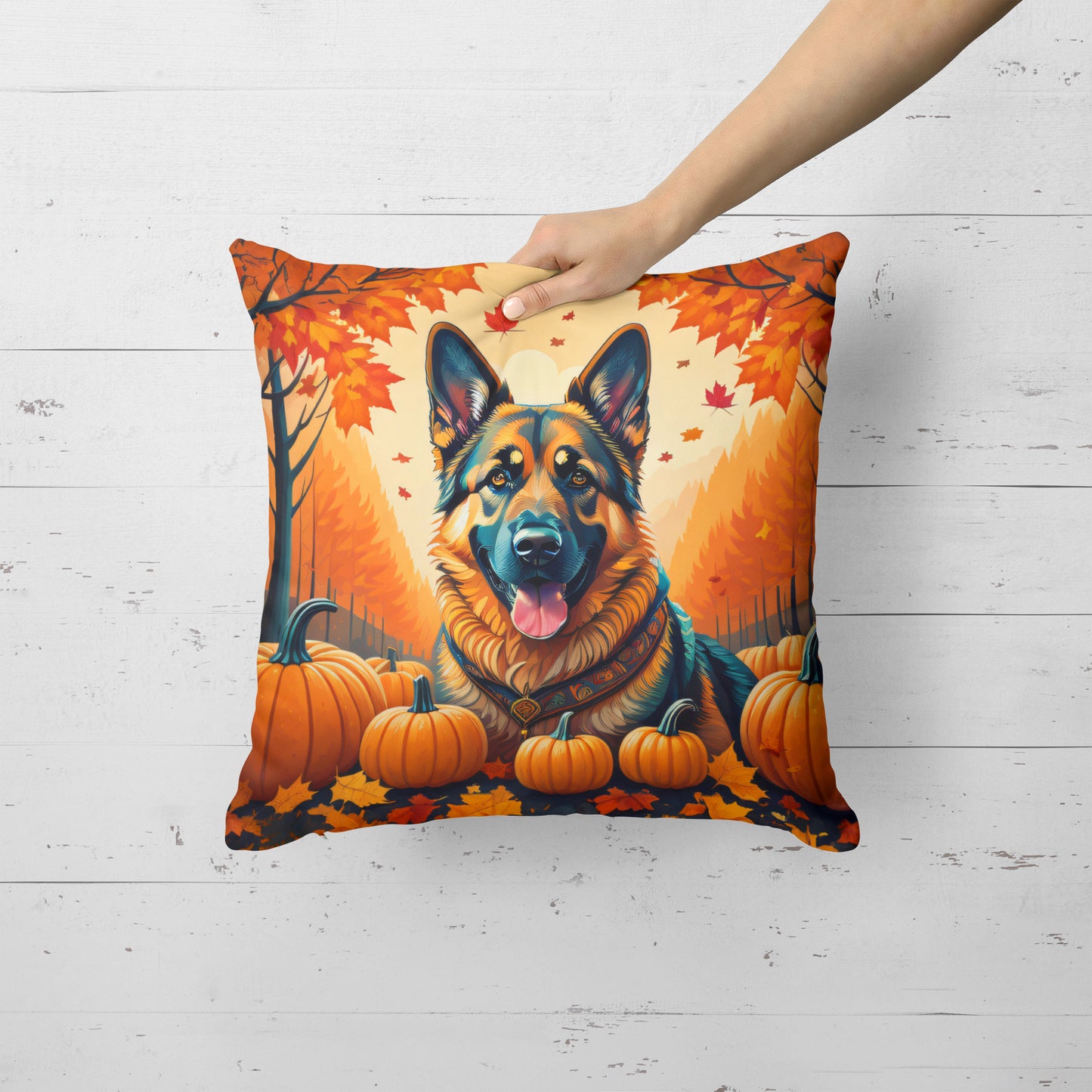 German Shepherd Fall Throw Pillow