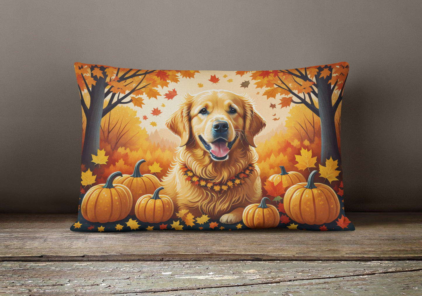 Golden Retriever Fall Throw Pillow