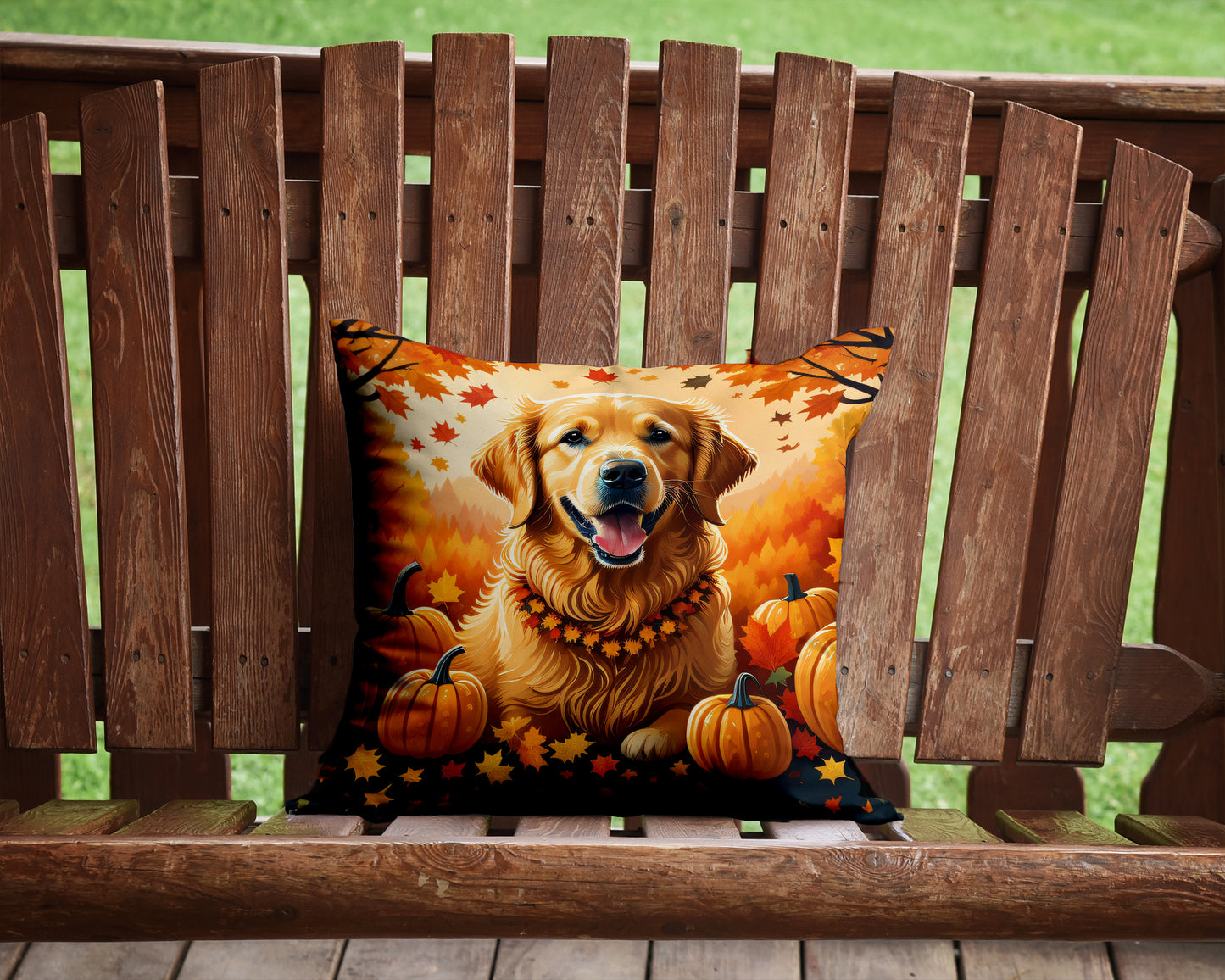 Golden Retriever Fall Throw Pillow