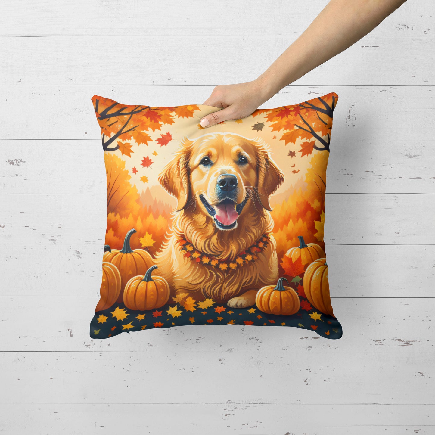 Golden Retriever Fall Throw Pillow