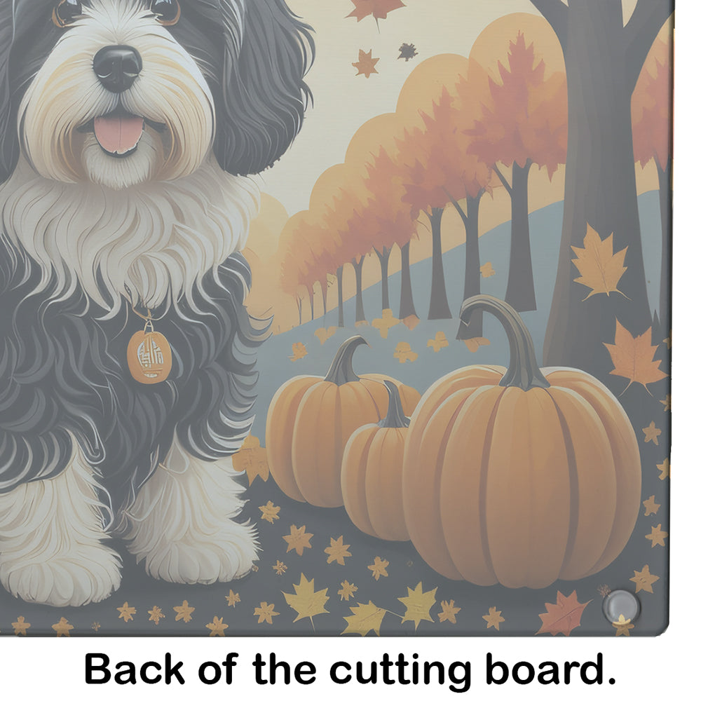 Havanese Fall Glass Cutting Board