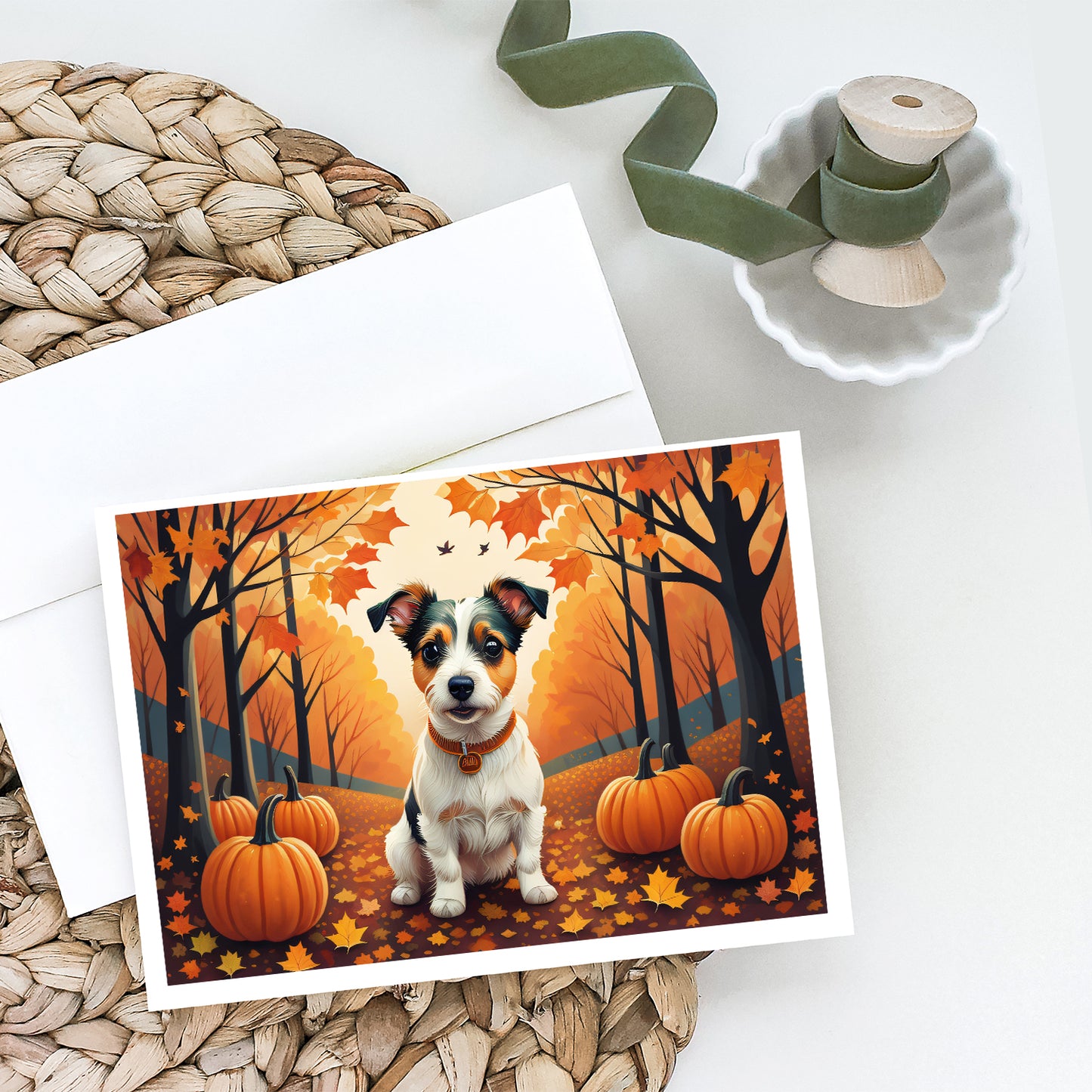 Jack Russell Terrier Fall Greeting Cards Pack of 8