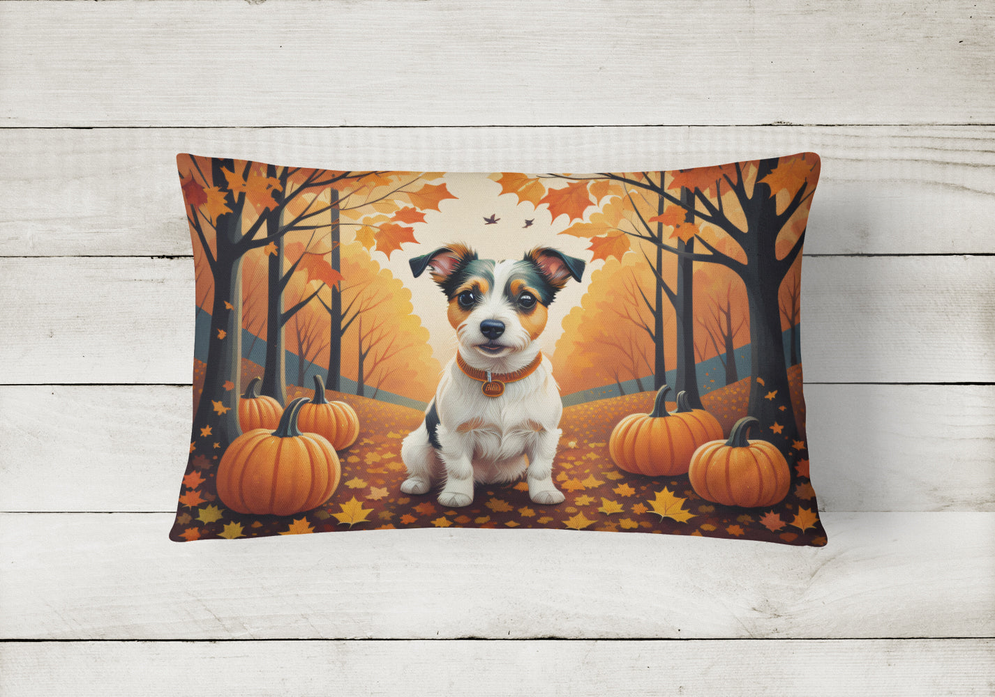 Jack Russell Terrier Fall Throw Pillow