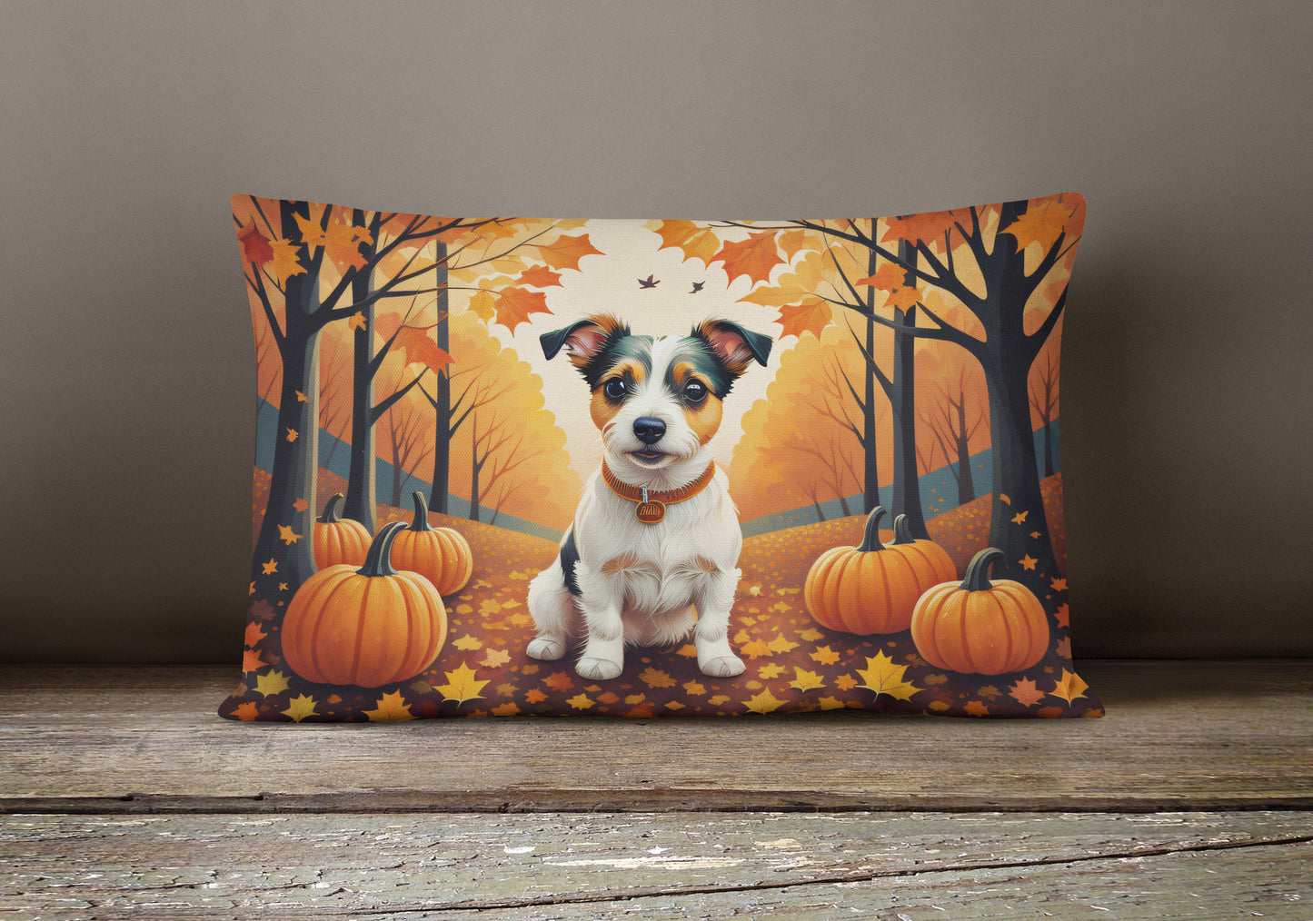 Jack Russell Terrier Fall Throw Pillow