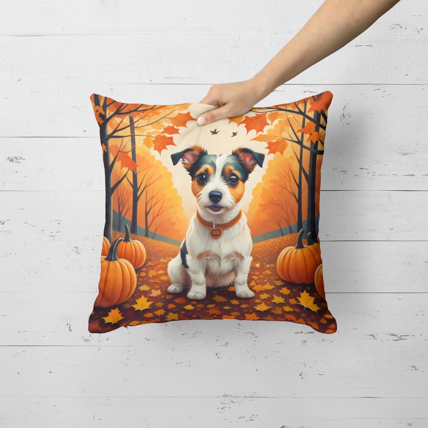 Jack Russell Terrier Fall Throw Pillow