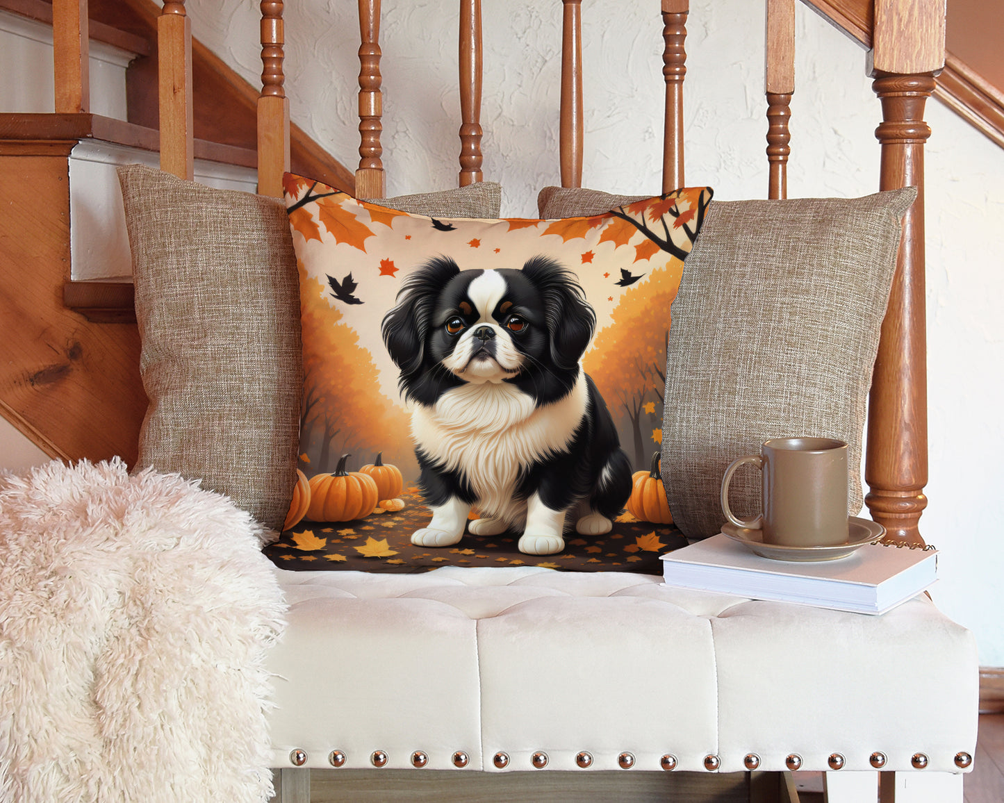 Japanese Chin Fall Throw Pillow