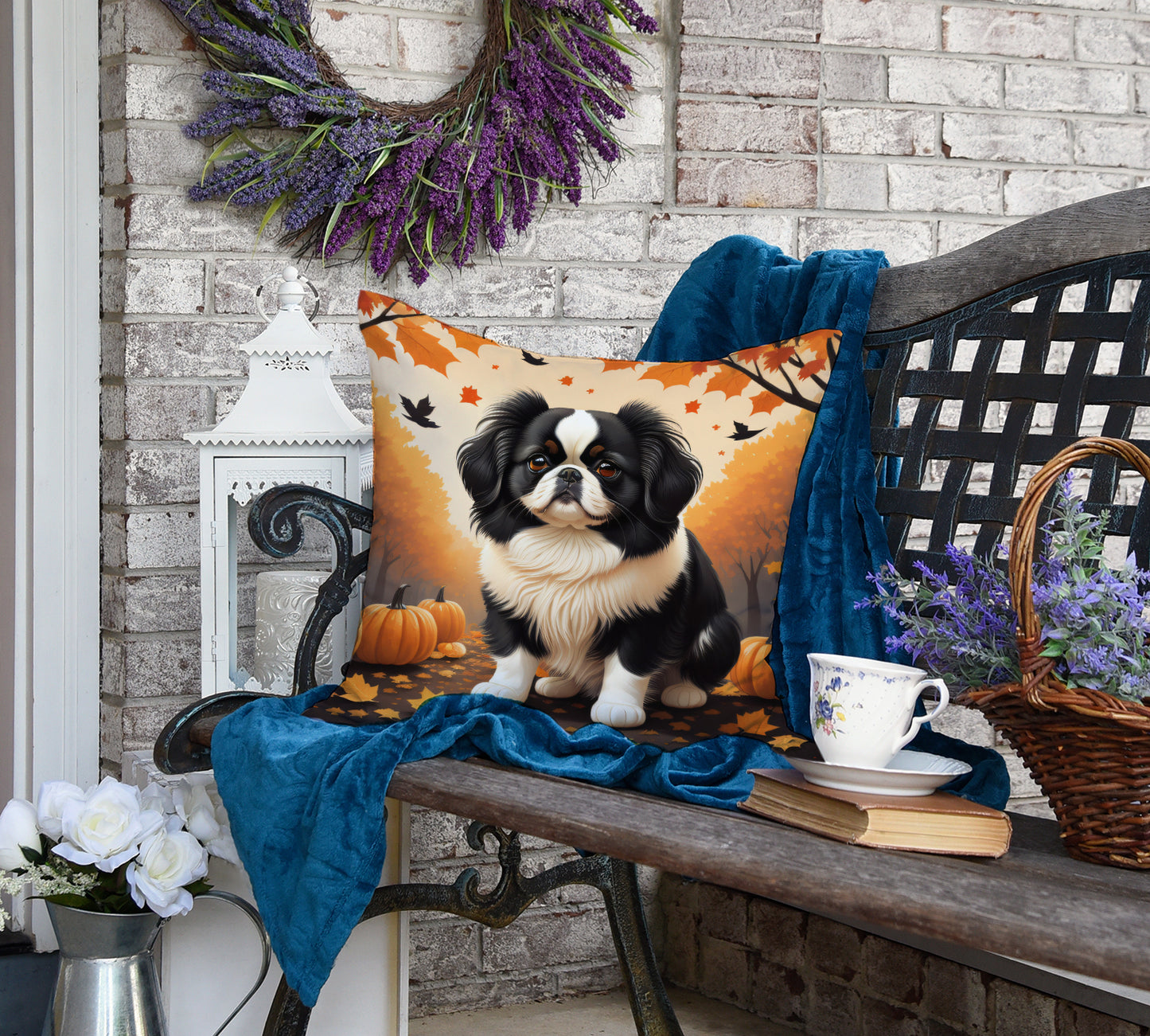 Japanese Chin Fall Throw Pillow