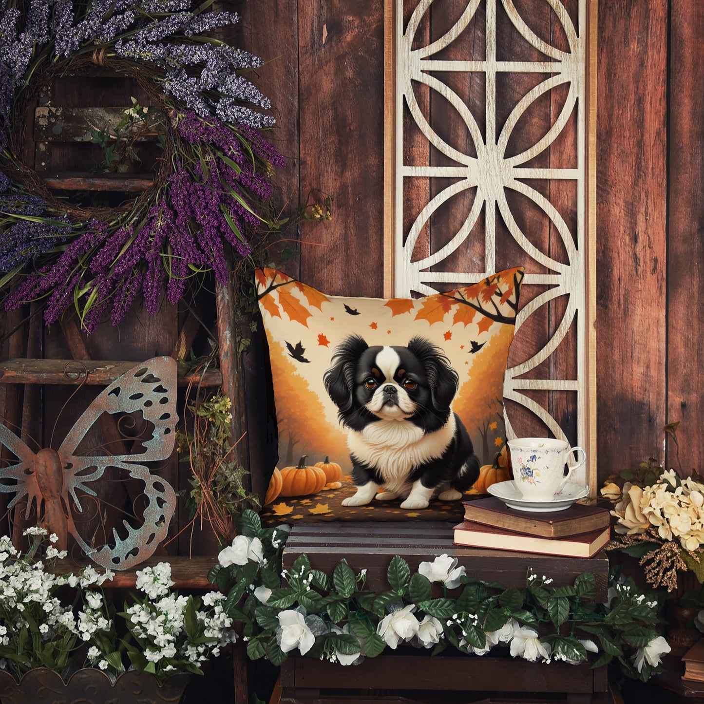 Japanese Chin Fall Throw Pillow