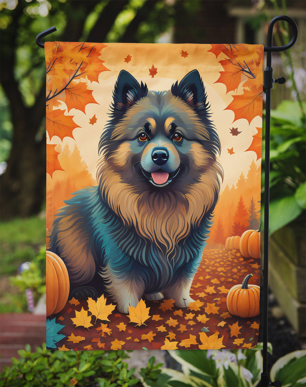 Keeshond Fall Garden Flag