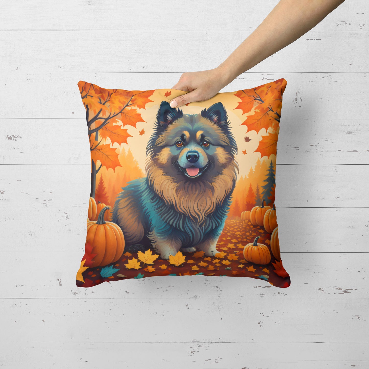 Keeshond Fall Throw Pillow