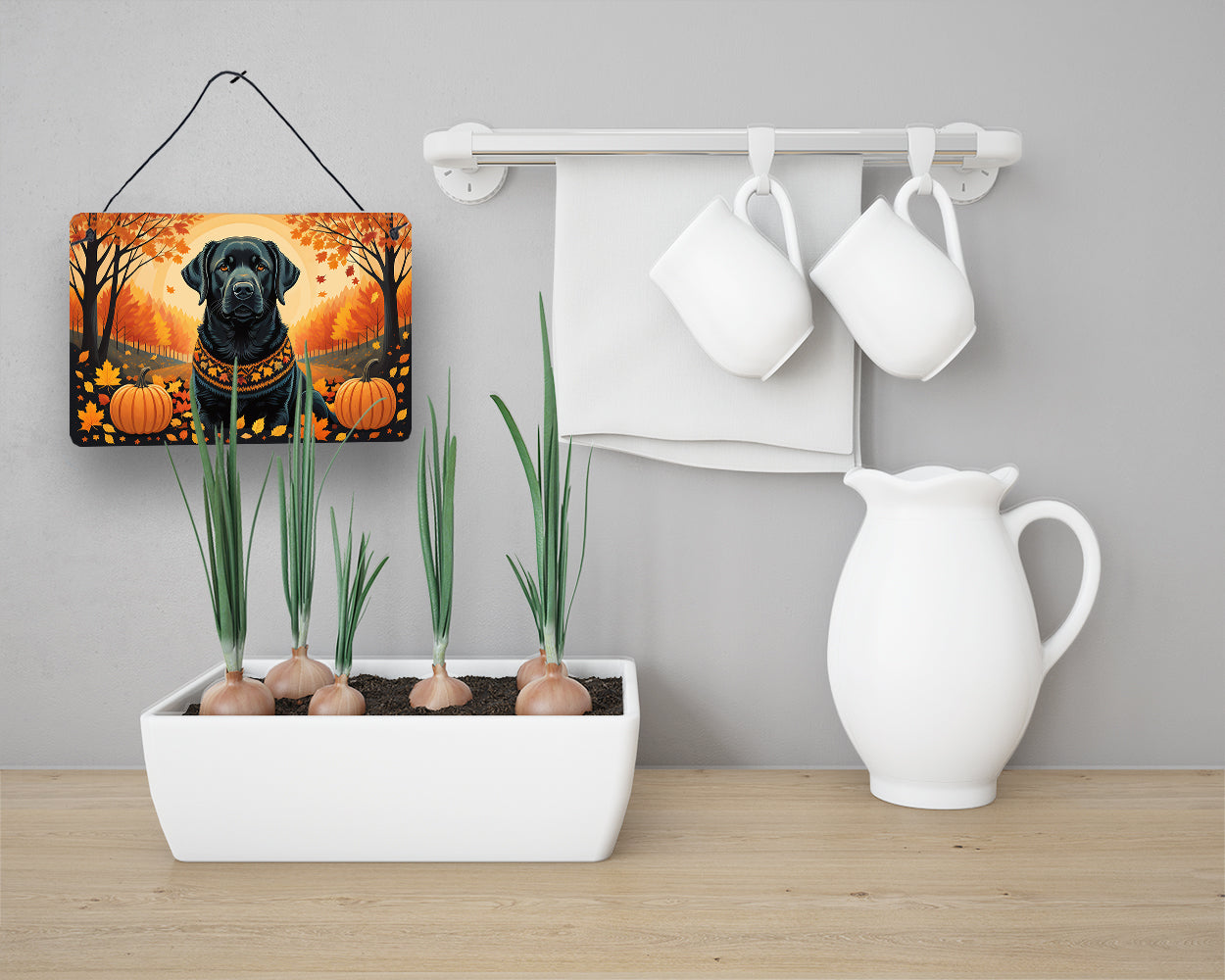 Black Labrador Retriever Fall Wall or Door Hanging Prints