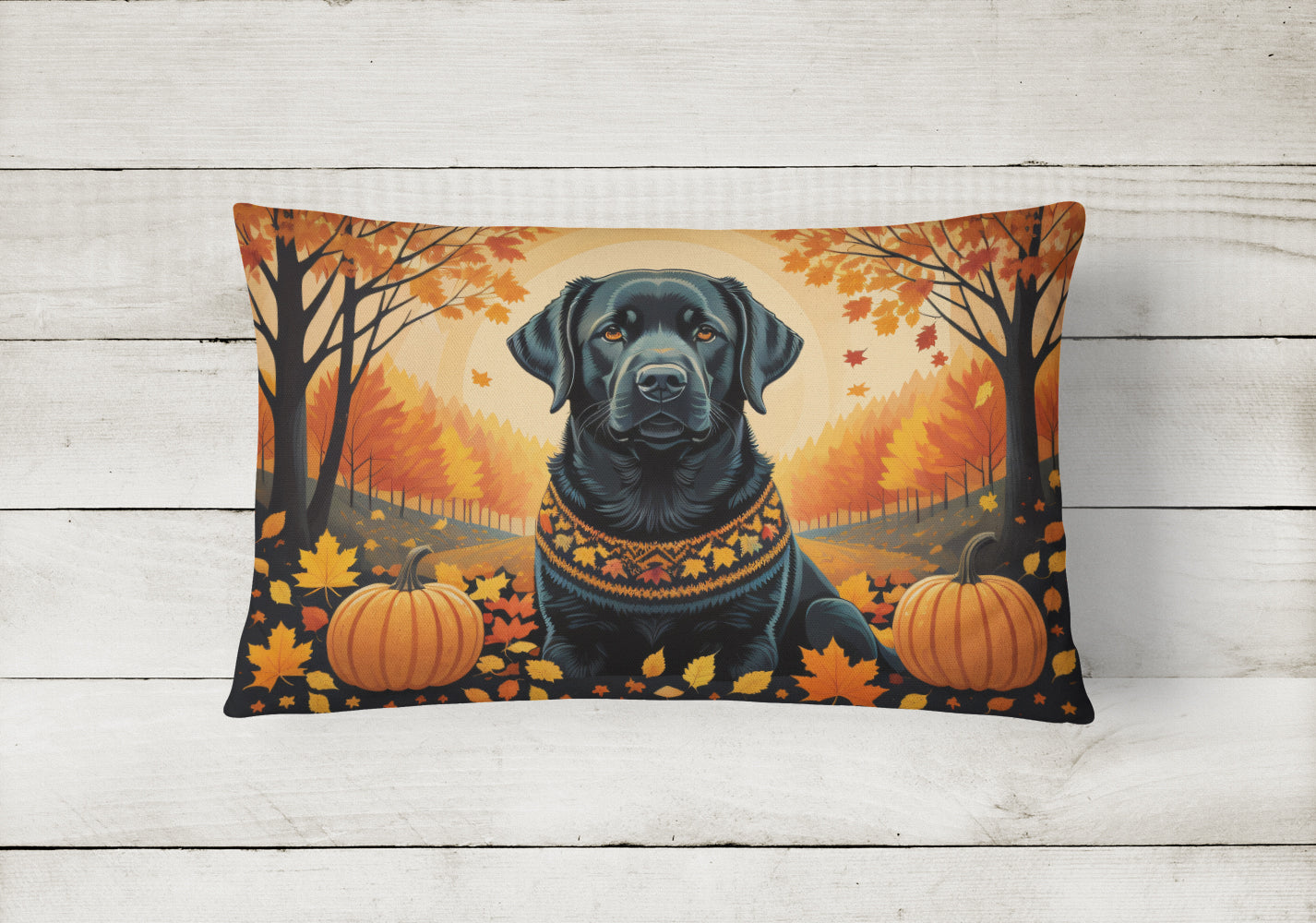 Black Labrador Retriever Fall Throw Pillow