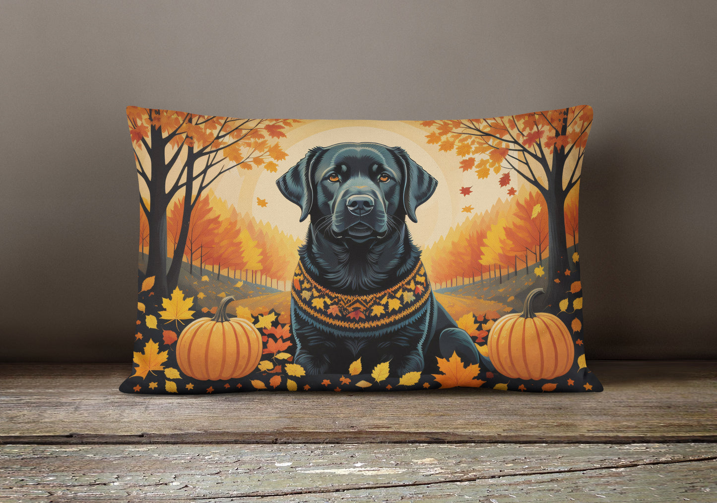 Black Labrador Retriever Fall Throw Pillow