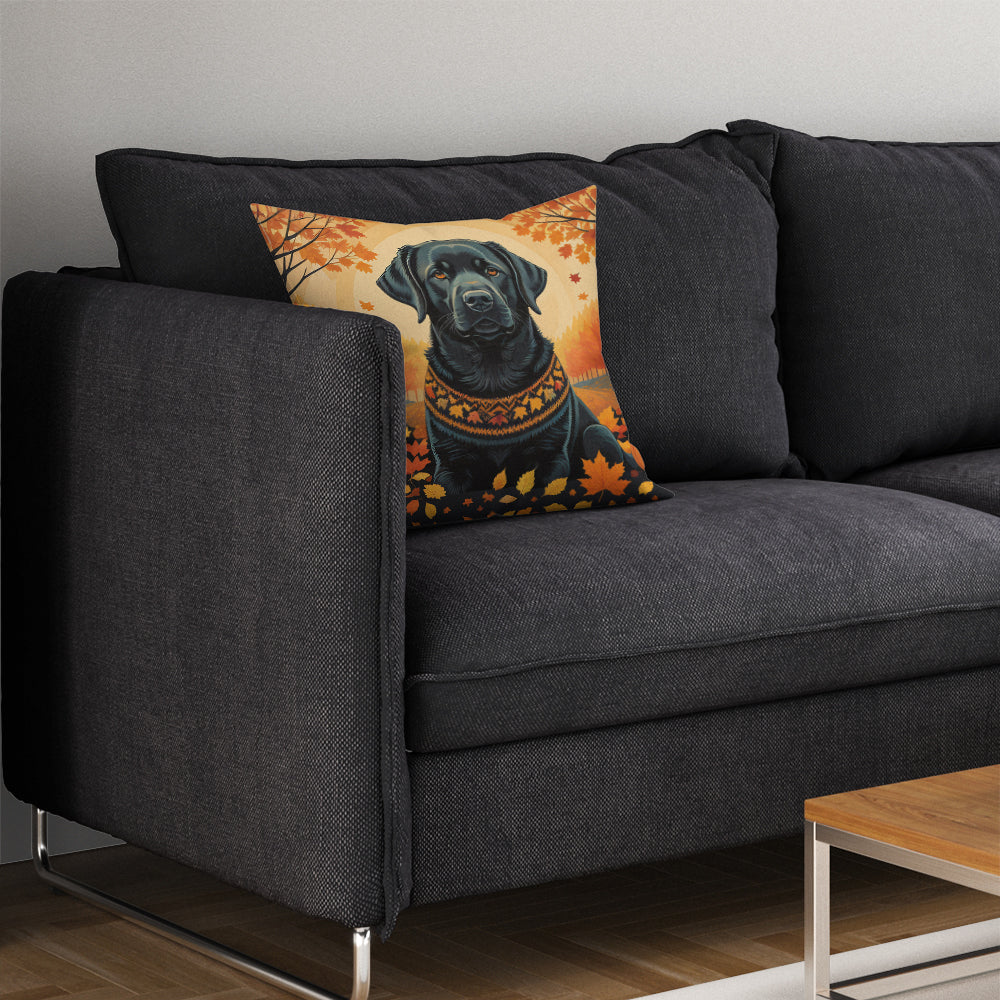 Black Labrador Retriever Fall Throw Pillow