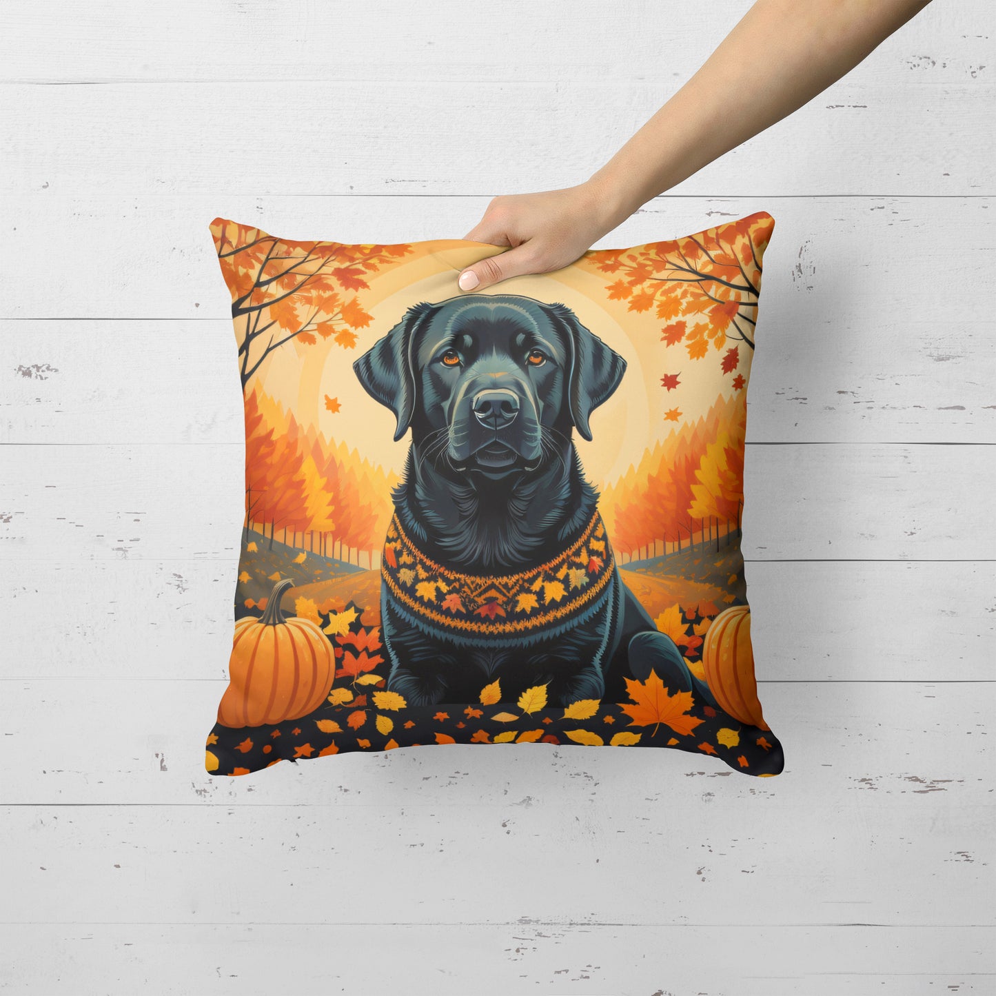 Black Labrador Retriever Fall Throw Pillow