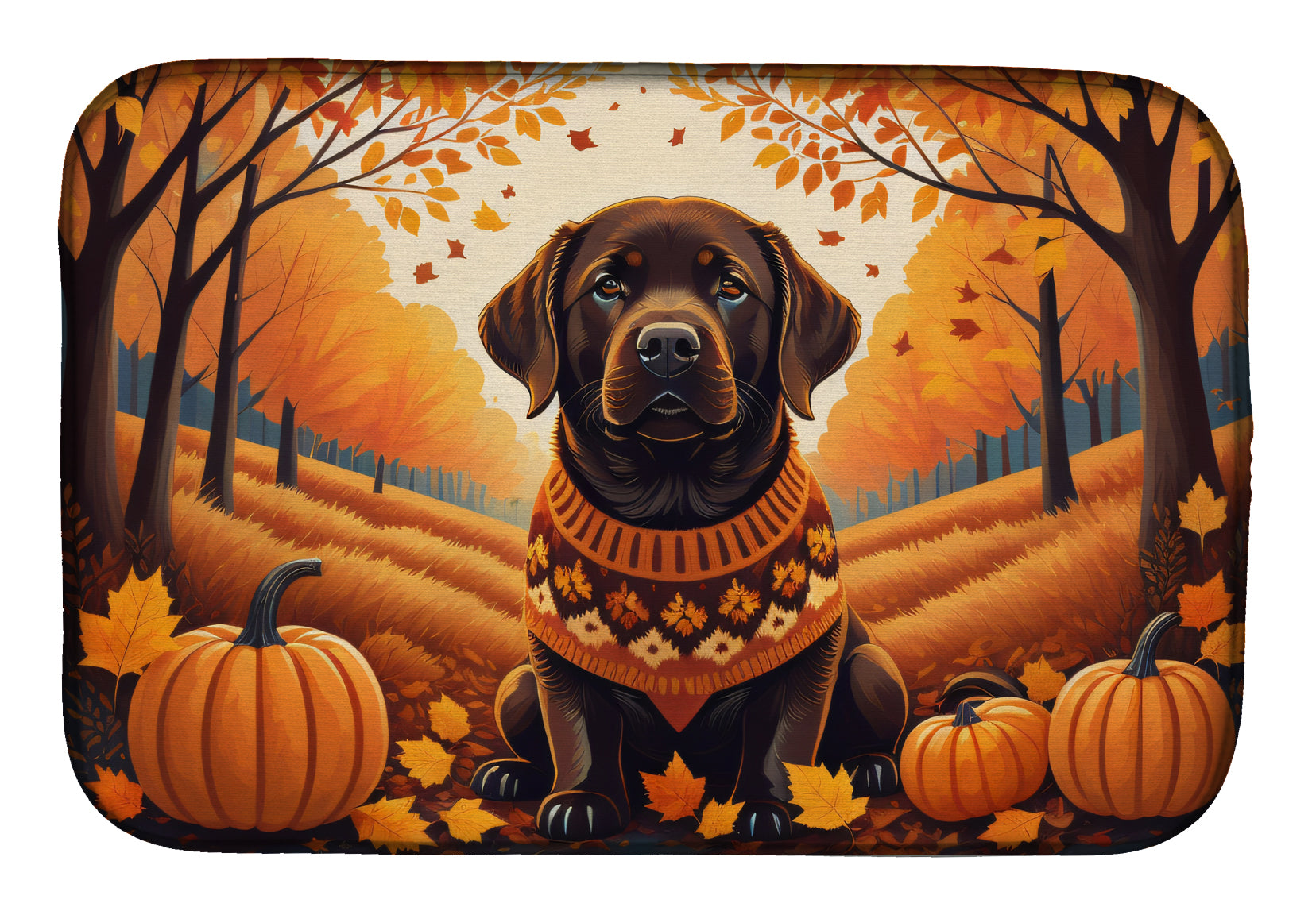 Buy this Chocolate Labrador Retriever Fall Dish Drying Mat